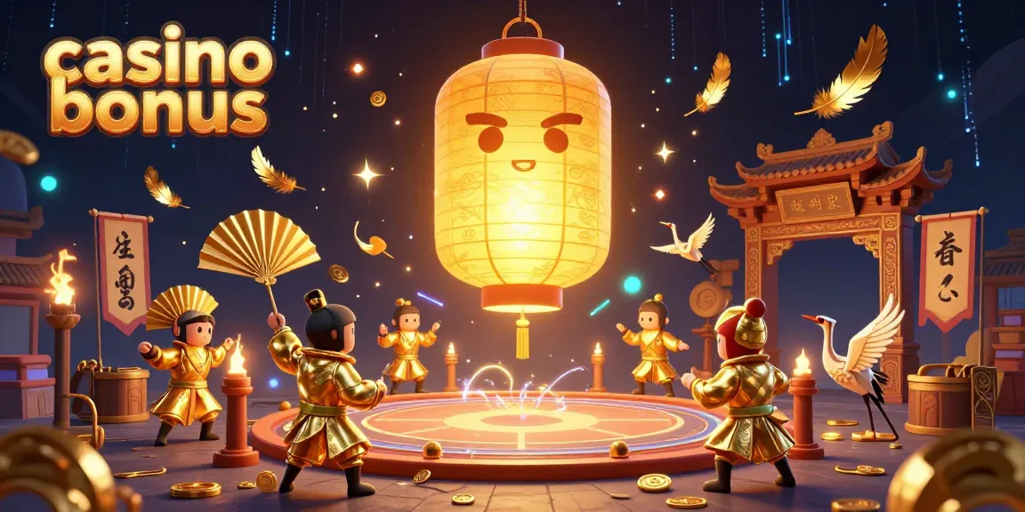 Experience a vibrant casino bonus scene with a glowing lantern spirit and gold-themed elements.