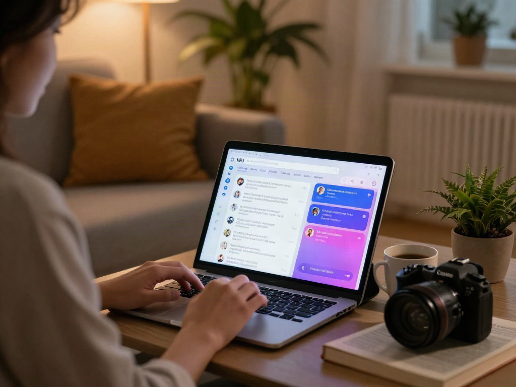Engaging ai porn chat session on a tablet in a cozy home setup.