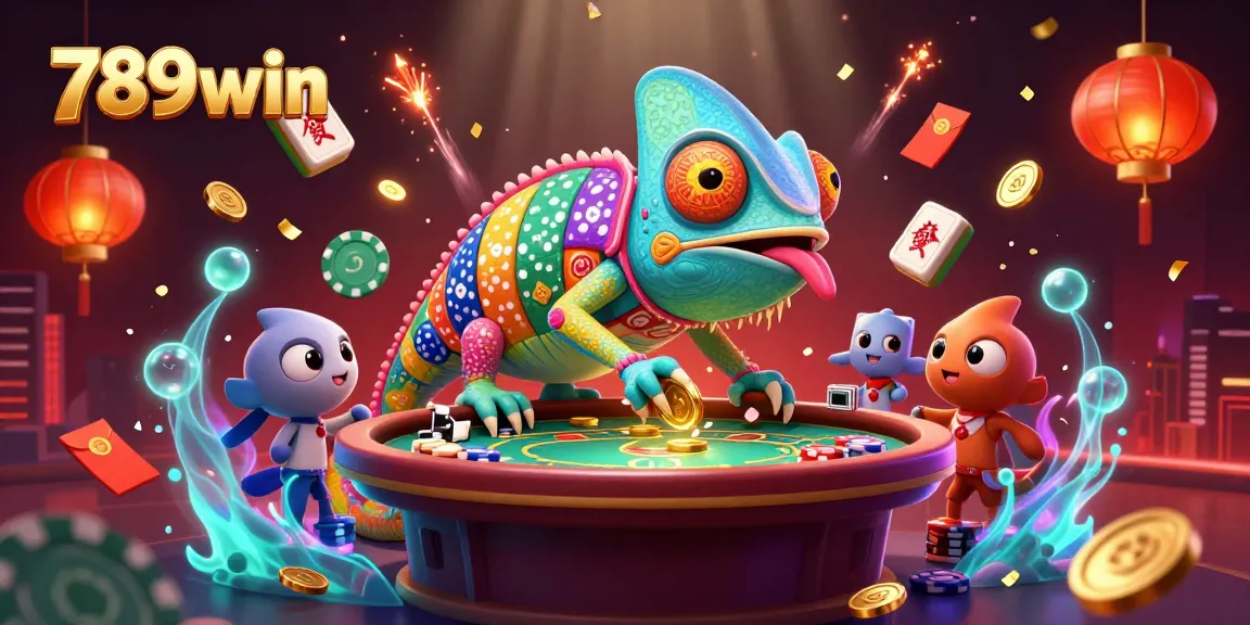 Experience the vibrant world of 789win with a dynamic illustration capturing casino excitement.