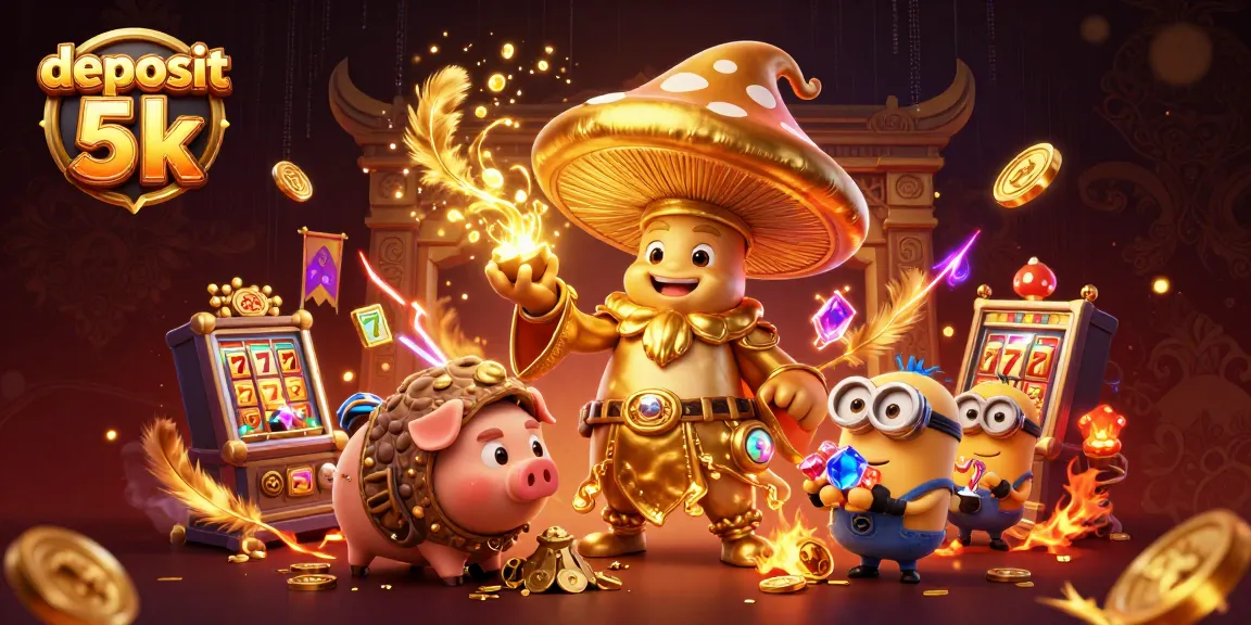 Spin to win at deposit 5k with golden treasures and magical characters in a vibrant casino scene.