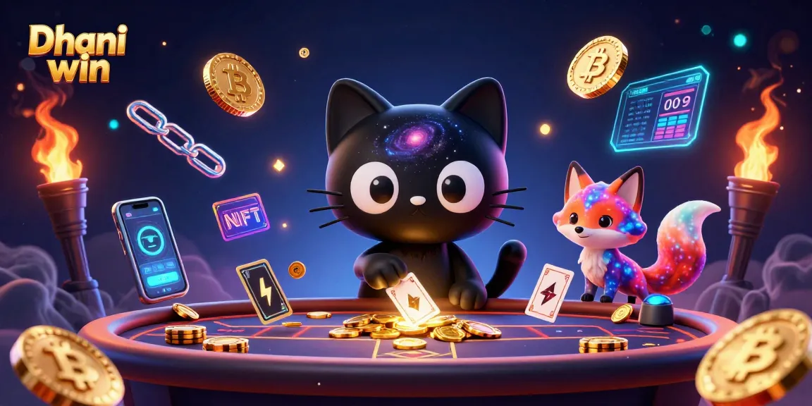 Engage with Dhani win gaming adventures in a cosmic casino vibe with vibrant colors.
